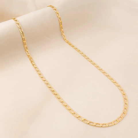 Corrente Masculina Elos Ovais Banhado a Ouro - comprar online