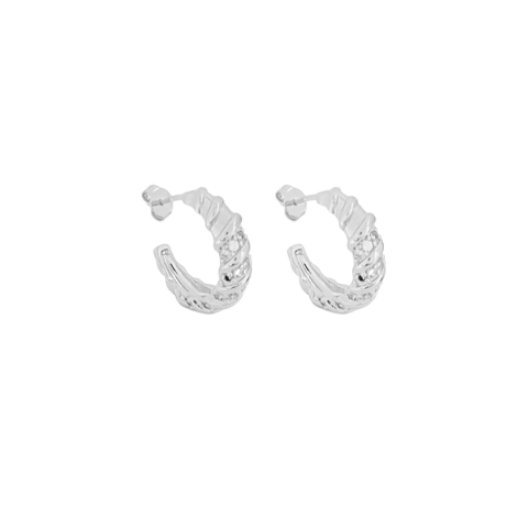 Brinco Argola Caracol Com Zircônias Cristais Banhado a Prata