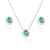 Conjunto Gota Luxo Pedra Verde Turmalina Banhado a Prata