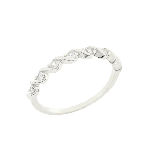 Anel Aparador Trançado Com Pontos de Luz Banhado a Prata