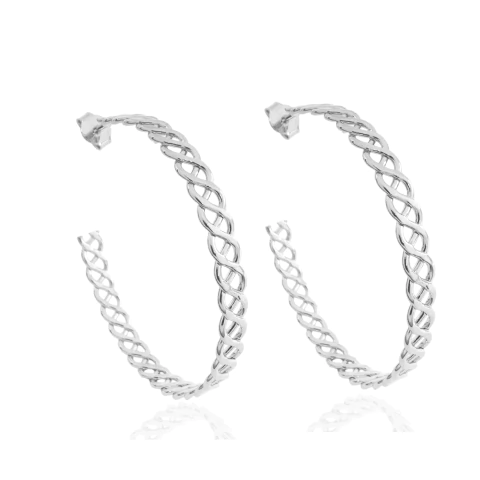 Brinco Argola Trançada Banhado a Prata