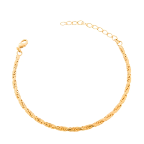 Pulseira Trançada Laminada Banhado a Ouro