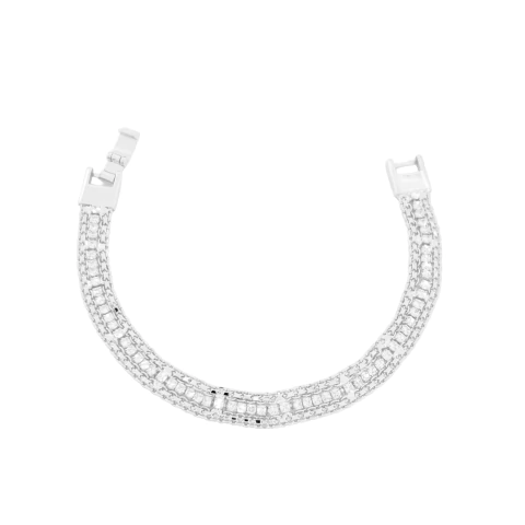 Pulseira Malha Com Riviera Banhada a Prata