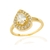 Anel Gota Cravejada Cristal Banhado a Ouro