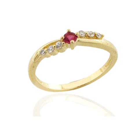 Anel Aro Trançado e Ponto de Luz Marsala Banhado a Ouro