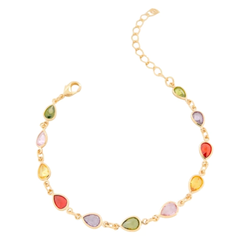 Pulseira Gotinhas Zircônias Colors Banhada a Ouro