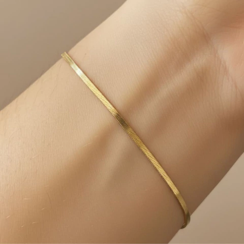 Pulseira De Fita 2mm Banhada a Ouro