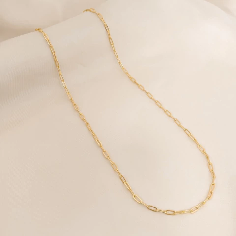 Corrente Masculina Elo Cadeado Banhado a Ouro - comprar online