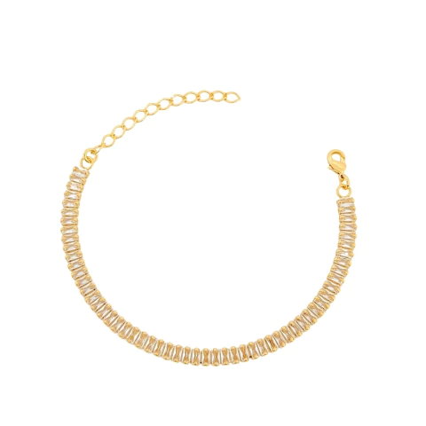 Pulseira Riviera Navetes Cristais Banhada a Ouro