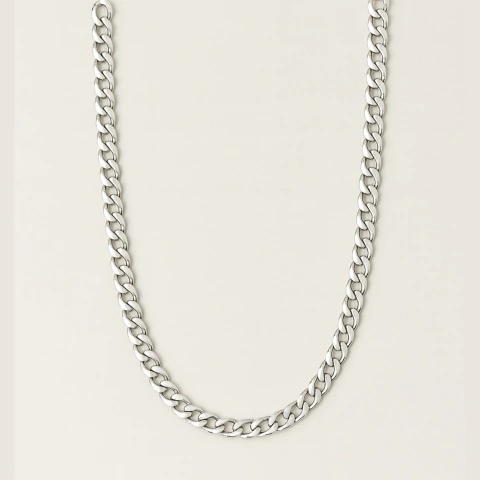 Corrente Masculina Prateada Elo Grumet em Aço Inox 316L