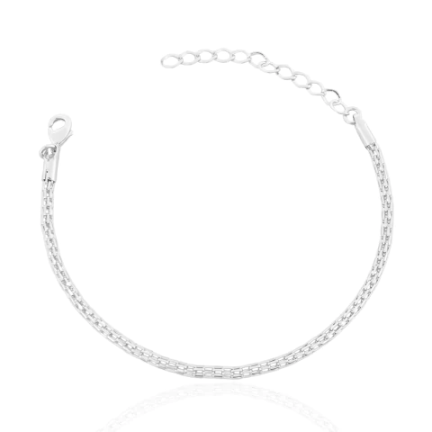 Pulseira Malha Oca 2,5mm Banhada a Prata