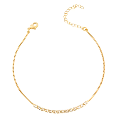 Pulseira Veneziana Com Navetes Cristais Banhada a Ouro