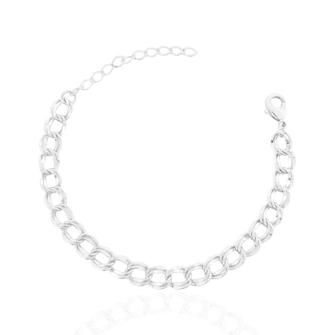 Pulseira Elos Duplos Banhada a Prata