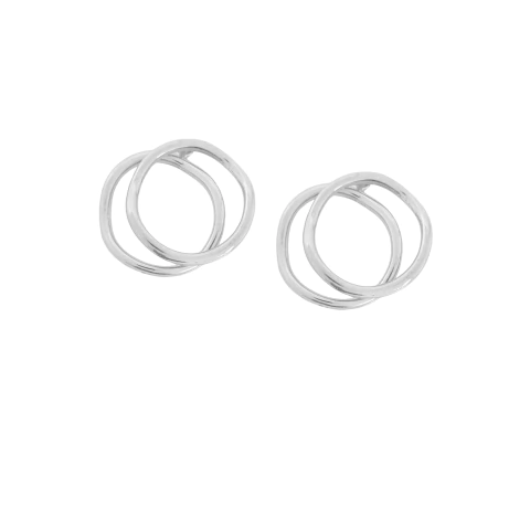 Brinco Redondo Ondulado Duplo Banhado a Prata