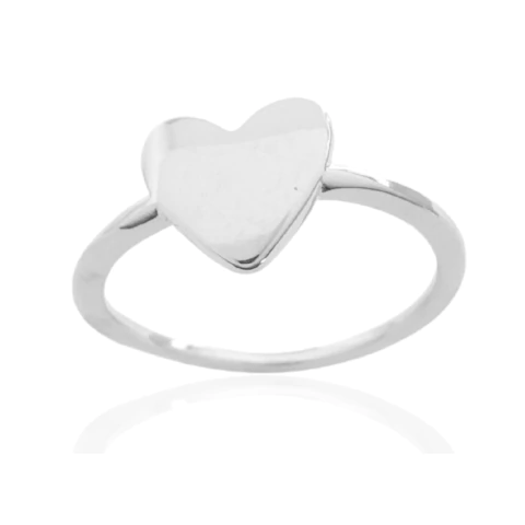 Anel Coração Liso Banhado a Prata