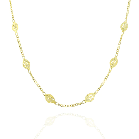 Colar Longo Folhinhas Banhado a Ouro