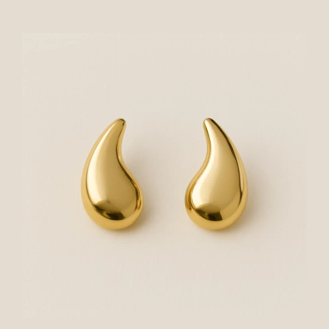 Brinco Gota Dourada Tam M – Aço Inoxidável 316L