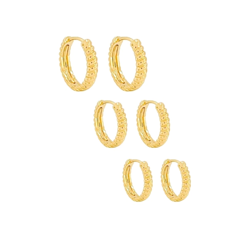 Trio de Argolinhas Torcidas Banhado a Ouro