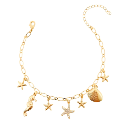 Pulseira Fundo Do Mar Banhada a Ouro