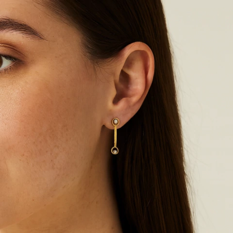 Brinco Fita e Círculos Com Pontos de Luz Banhado a Ouro - comprar online