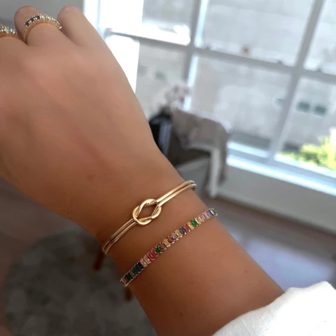 Bracelete Com Nó Banhado a Ouro - comprar online