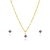 Conjunto Mini Quadrado Lilás Banhado a Ouro