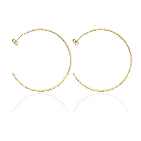 Brinco Argola Trabalhada Banhado a Ouro