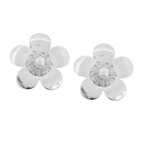 Brinco Flor Lisa e Pérola Banhado a Prata