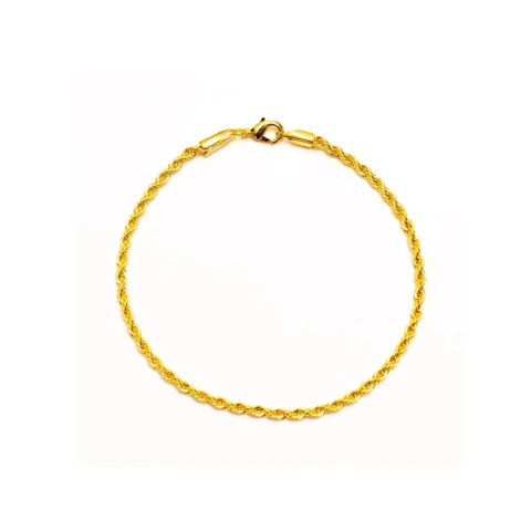 Pulseira Cordão Baiano 2mm Banhada a Ouro