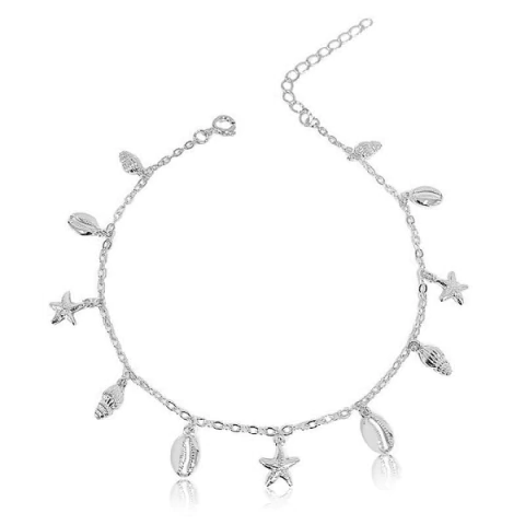 Tornozeleira Fundo Do Mar Banhada a Prata