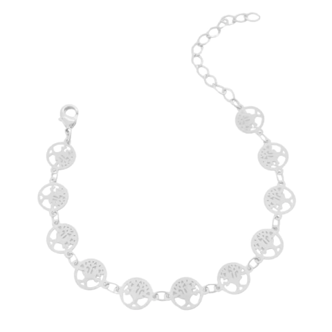 Pulseira Árvore da Vida Banhada a Prata
