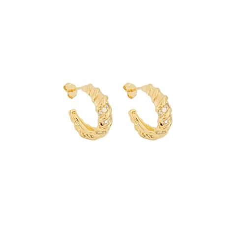 Brinco Argola Caracol Com Zircônias Cristais Banhado a Ouro