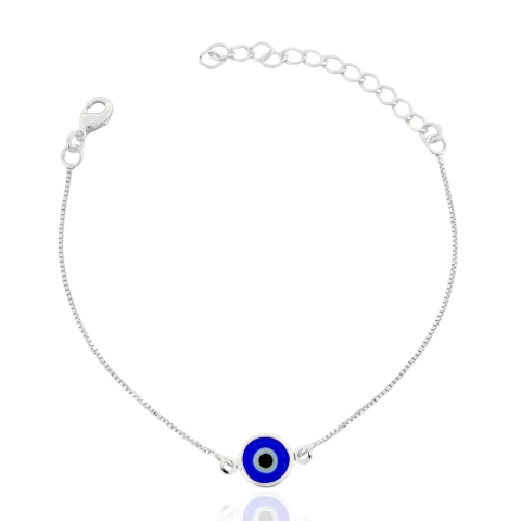 Pulseira Olho Grego Banhada a Prata