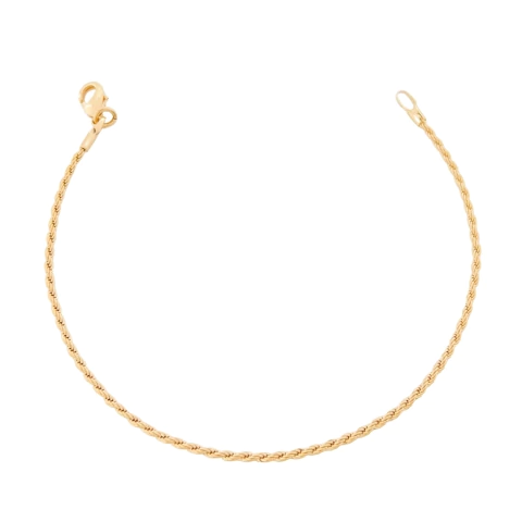 Pulseira Cordão Baiano Fina Banhada a Ouro