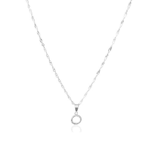 Colar Círculo Cravejado Cristal Banhado a Prata