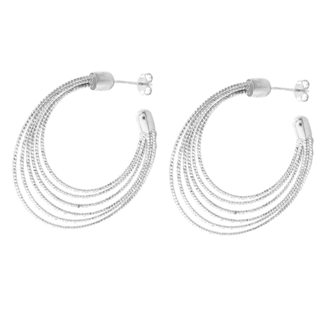 Brinco Argola Seis Fios Banhado a Prata