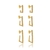 Trio de Brinco Argola J Reta Zircônia Cristal Banhado a Ouro - comprar online