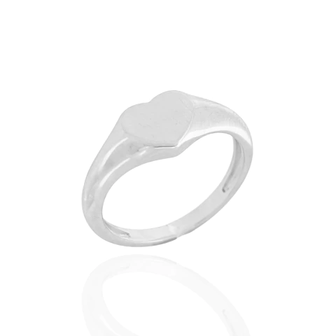 Anel Coração Liso Banhado a Prata