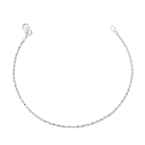 Pulseira Cordão Baiano Fina Banhada a Prata