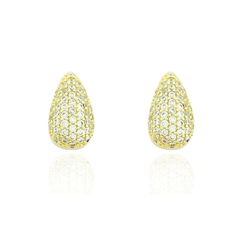 Brinco Gota Cravejada Cristal Banhado a Ouro