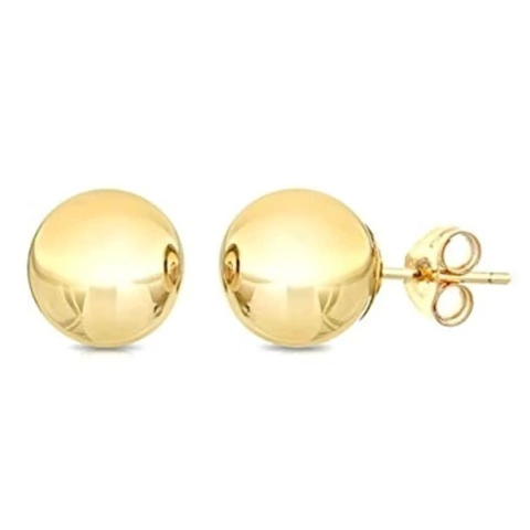 Brinco de Bolinha Lisa 8 mm Banhado a Ouro