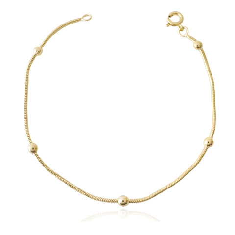 Pulseira Rabo De Rato e Bolinhas Banhada a Ouro