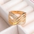 Anel Largo Trançado Zircônia Cristal Banhado a Ouro - comprar online