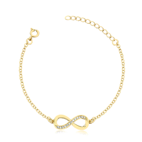 Pulseira Infinito Cravejada Cristal Banhada a Ouro