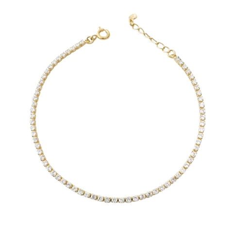 Pulseira Riviera Cristal 2mm Banhada a Ouro