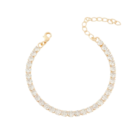 Pulseira Riviera Cristal 4mm Banhada a Ouro