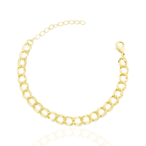 Pulseira Elos Duplos Banhada a Ouro