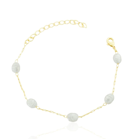 Pulseira Pérolas Barrocas Banhada a Ouro