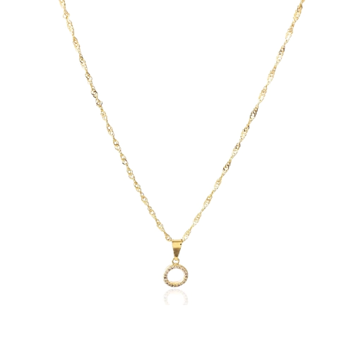 Colar Círculo Cravejado Cristal Banhado a Ouro