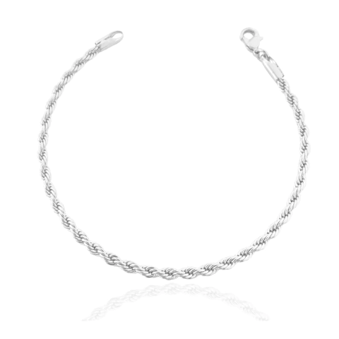 Pulseira Cordão Baiano 3mm Banhada a Prata